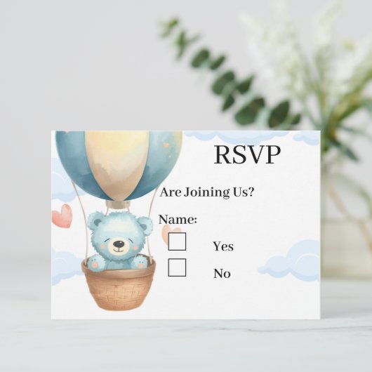 Baby Boy Teddy Bear RSVP Cards (スタンド正面)