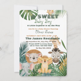 Baby Boy Tropical Jungle Safari Shower Invitation 招待状