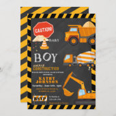 Baby Boy Under Construction Baby Shower Invitation 招待状 (正面/裏面)