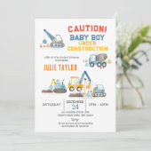 Baby Boy under Construction, Truck Boy Baby Shower 招待状 (スタンド正面)
