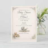 Baby Boy Vintage Baby Shower Invitation 招待状 (スタンド正面)