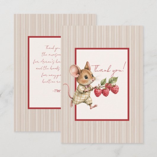 Baby Boy Woodland Animal Flat Thank You Card サンキューカード (正面/裏面)