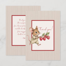 Baby Boy Woodland Animal Flat Thank You Card サンキューカード