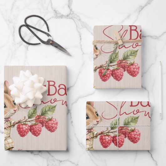 Baby Boy Woodland Animal Shower ラッピングペーパーシート (正面)