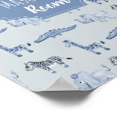 Baby Boy's Blue Watercolor Safari Nursery Art ポスター (角)