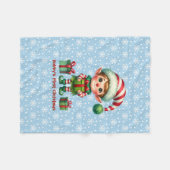 Baby Boy's First Christmas Personalize Name Blue フリースブランケット (正面(横))