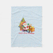 Baby Boy's First Christmas Personalize Name Santa フリースブランケット (正面)