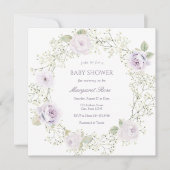 Baby Breath and Purple Roses Baby Shower 招待状 (正面)