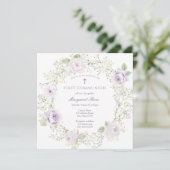 Baby Breath and Purple Roses Girl Communion 招待状 (スタンド正面)