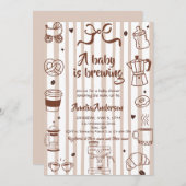 Baby Brewing Coffee Theme Latte Girl Baby Shower 招待状 (正面/裏面)