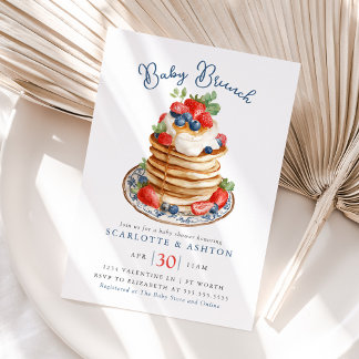 Baby Brunch Pancake Stack Vintage Baby Shower 招待状