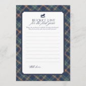Baby Bucket List First Year Navy Plaid Baby Shower アドバイスカード (正面)