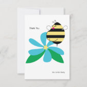 Baby Bump Mom Bee Sky Blue Flower サンキューカード (正面)
