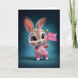 Baby Bunny in Cute Pink Romper Encouragement カード