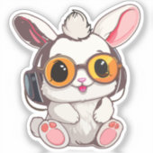 Baby Bunny Sticker with Headphones シール (正面)
