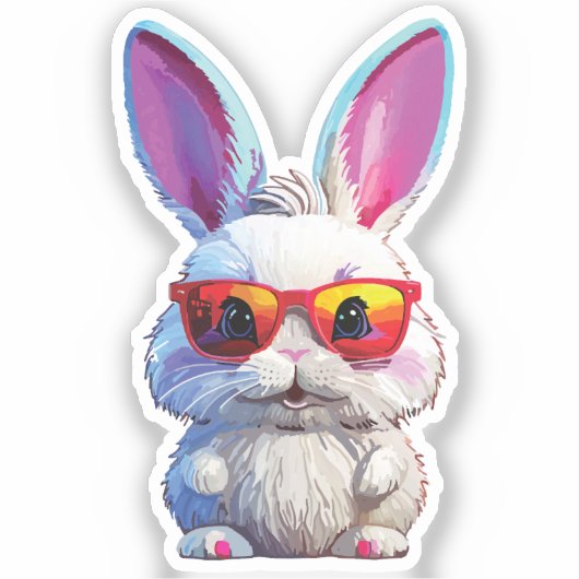 Baby Bunny Sticker with Sunglasses シール (正面)