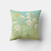 Baby Bunny Trumpet Player with Bird in Lily Garden クッション (裏面)