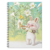 Baby Bunny Trumpet Player with Bird in Lily Garden ノートブック (正面)