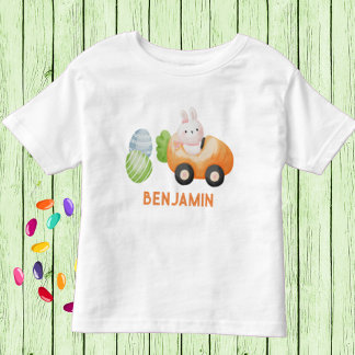 Baby Bunny with Easter Eggs Personalized  トドラーTシャツ