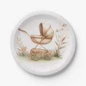 Baby Carriage Baby Shower Paper Plate ペーパープレート (正面)