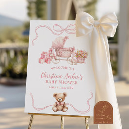 Baby Carriage Baby Shower Welcome Sign ポスター