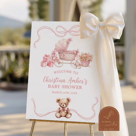 Baby Carriage Baby Shower Welcome Sign ポスター