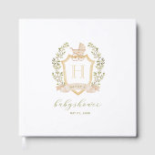 Baby Carriage Crest Monogram | Neutral Baby Shower ゲストブック (正面)