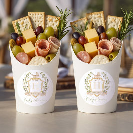 Baby Carriage Crest Monogram | Neutral Baby Shower ラウンドシール