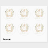 Baby Carriage Crest Monogram | Neutral Baby Shower ラウンドシール (シート)