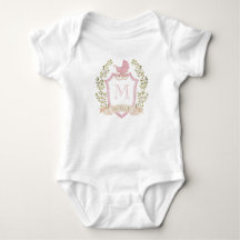 Baby Carriage Crest Monogram | Pink Baby Shower