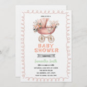 Baby carriage shower invitation 招待状 (正面/裏面)
