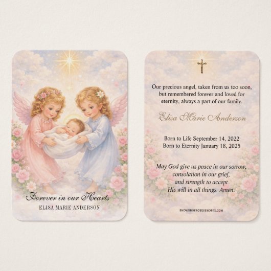 Baby Catholic Funeral Memorial Holy Card - (正面&裏面)