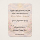 Baby Catholic Funeral Memorial Holy Card - (裏面)