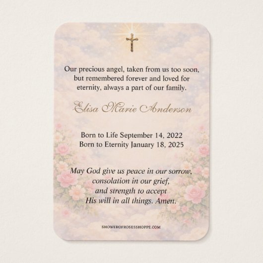 Baby Catholic Funeral Memorial Holy Card - (裏面)