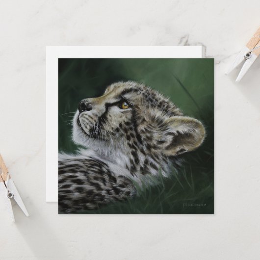 Baby Cheetah blank card with envelope カード (正面/裏面インサイチュ)