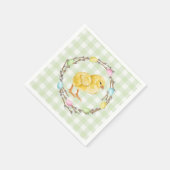 Baby Chick And Pastel Willow Wreath Easter スタンダードカクテルナプキン (角)