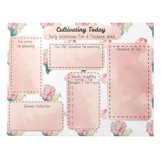 Baby Chick Fresh Spring Mindset Daily Intention ノートパッド (正面)