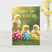 Baby Chicks Easter Greetings Card カード (黄色い花)