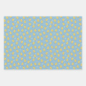 Baby Chicks Farm Animal Cute Kawaii Pattern Blue ラッピングペーパーシート (正面3)