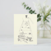 Baby Climbing the Stairs Drawing Funny Family Art ポストカード (スタンド正面)