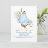 Baby Clothes Blue Sage and Brown Cute Boy 招待状 (スタンド正面)