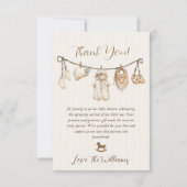 Baby Clothesline Baby Shower Striped サンキューカード (正面)