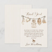 Baby Clothesline Baby Shower Striped サンキューカード (正面/裏面)