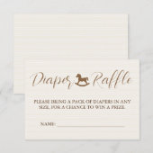 Baby Clothesline Baby Shower Striped Diaper Raffle エンクロージャーカード (正面/裏面)