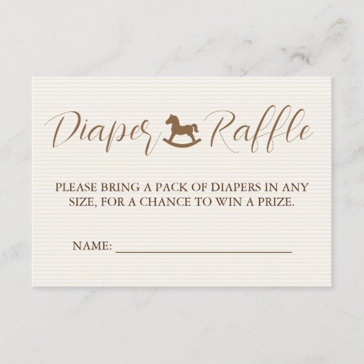 Baby Clothesline Baby Shower Striped Diaper Raffle エンクロージャーカード (正面)