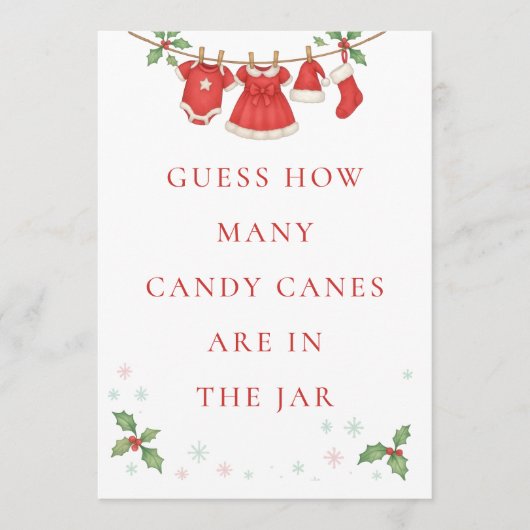 Baby Clothesline Guess How Many Shower Game sign 招待状 (正面)