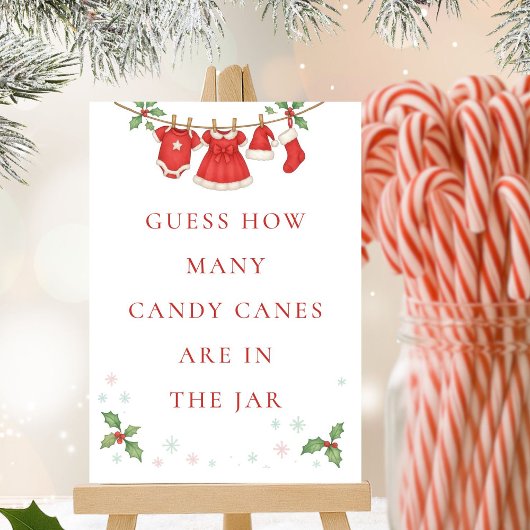 Baby Clothesline Guess How Many Shower Game sign 招待状