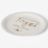 Baby Clothesline Neutral Baby Shower Striped ペーパープレート (アングル)