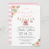 Baby Cloths赤ちゃんシャワー招待状for a Girl 招待状 (正面/裏面)