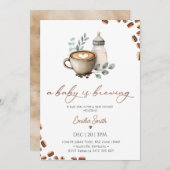 Baby Coffee Bean gender neutral Baby Shower  招待状 (正面/裏面)